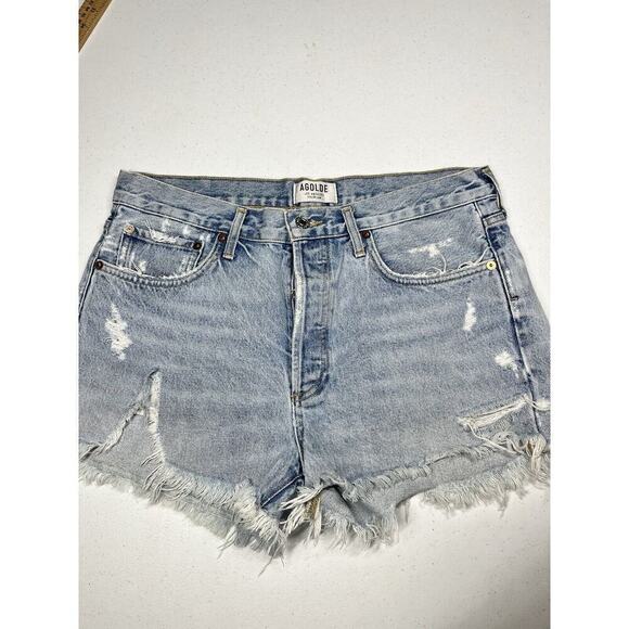 Agolde PARKER VINTAGE CUT OFF SHORT Distressed Light Wash Sz 29 - Picture 1 of 10